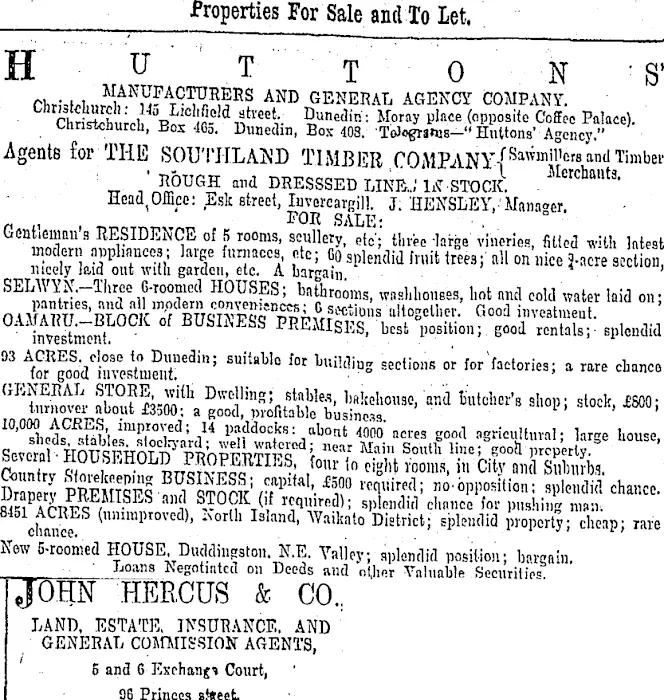 Page 8 Advertisements Column 3 (Otago Daily Times 1-1-1903)