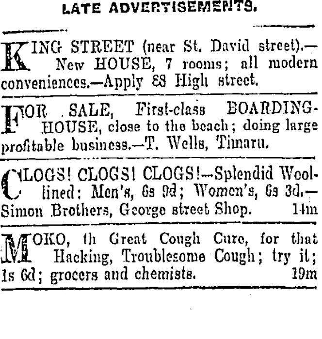 Page 9 Advertisements Column 3 (Otago Daily Times 19-3-1903)