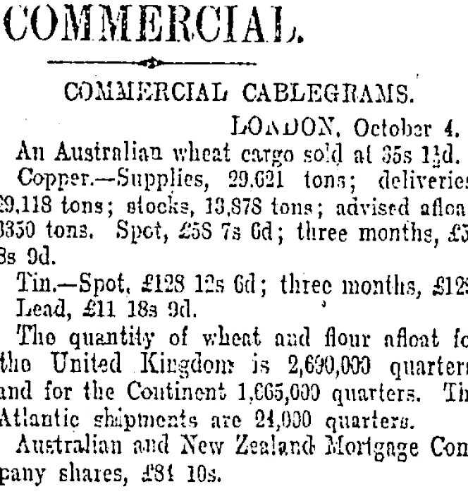 COMMERCIAL (Otago Daily Times 6-10-1904)