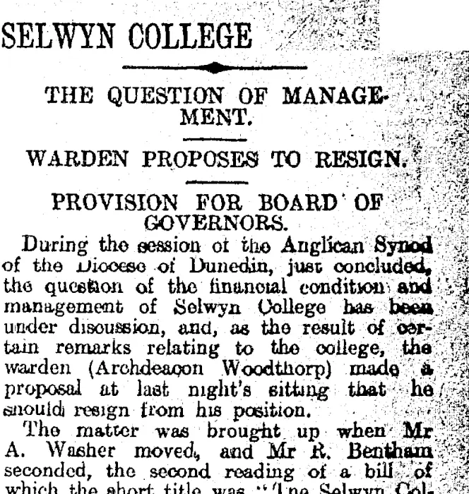 SELWYN COLLEGE (Otago Daily Times 26-6-1914)