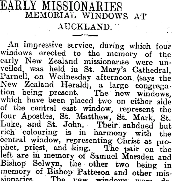 EARLY MISSIONARIES (Otago Daily Times 23-3-1915)