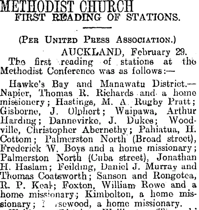 METHODIST CHURCH (Otago Daily Times 1-3-1916)