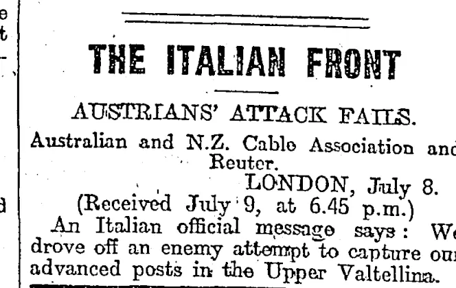 THE ITALIAN FRONT (Otago Daily Times 10-7-1917)
