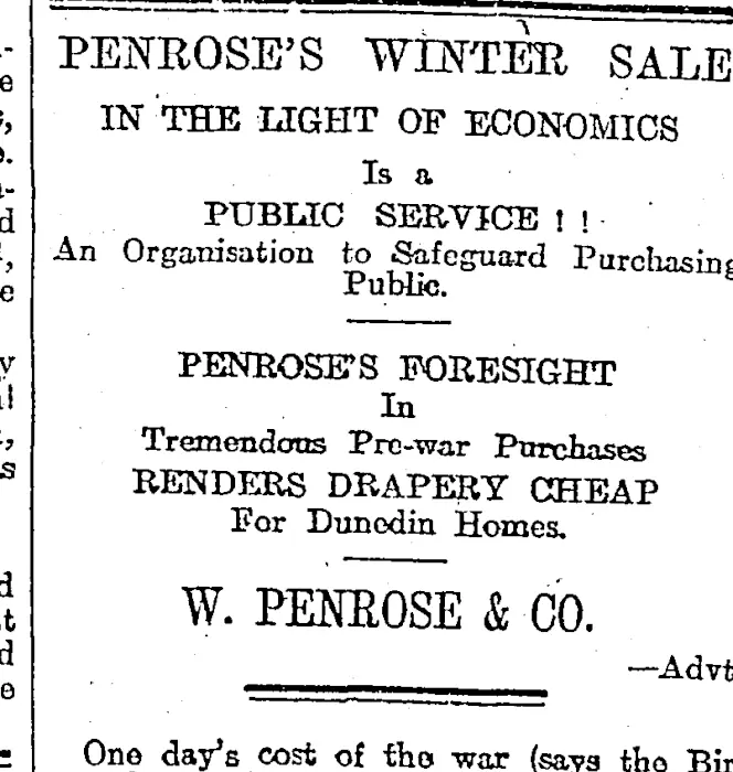 Page 5 Advertisements Column 2 (Otago Daily Times 10-7-1917)