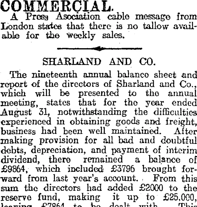 COMMERCIAL. (Otago Daily Times 26-10-1917)