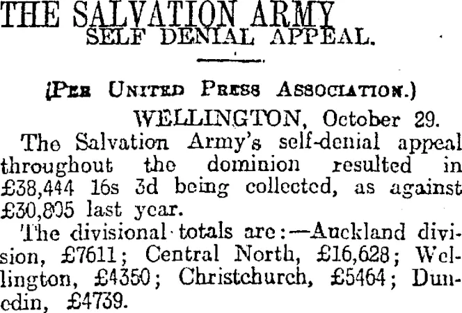 THE SALVATION ARMY (Otago Daily Times 30-10-1917)