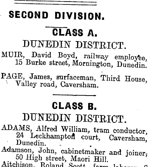 SECOND DIVISION. (Otago Daily Times 22-5-1918)