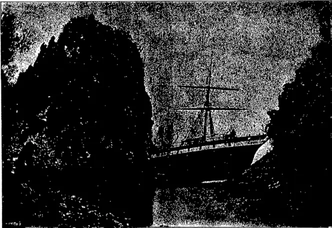 S.S. "OTAGO" WEDGED BETWEEN THE ROCKS AT CHASLANDS MISTAKE. (Otago Witness, 30 November 1899)