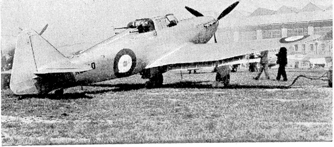 TWO' SEATER FIGHTER FOR BRITAIN-The Boulton Paul Defiant, new recruit;to ttfe-Royal Air 1 Force. It is a two-seater with a four-gun turret. (Rodney and Otamatea Times, Waitemata and Kaipara Gazette, 28 August 1940)