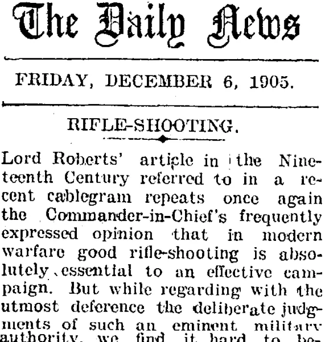 The Daily News FRIDAY, DECEMBER 6, 1905. RIFLE-SHOOTING. (Taranaki Daily News 6-1-1905)