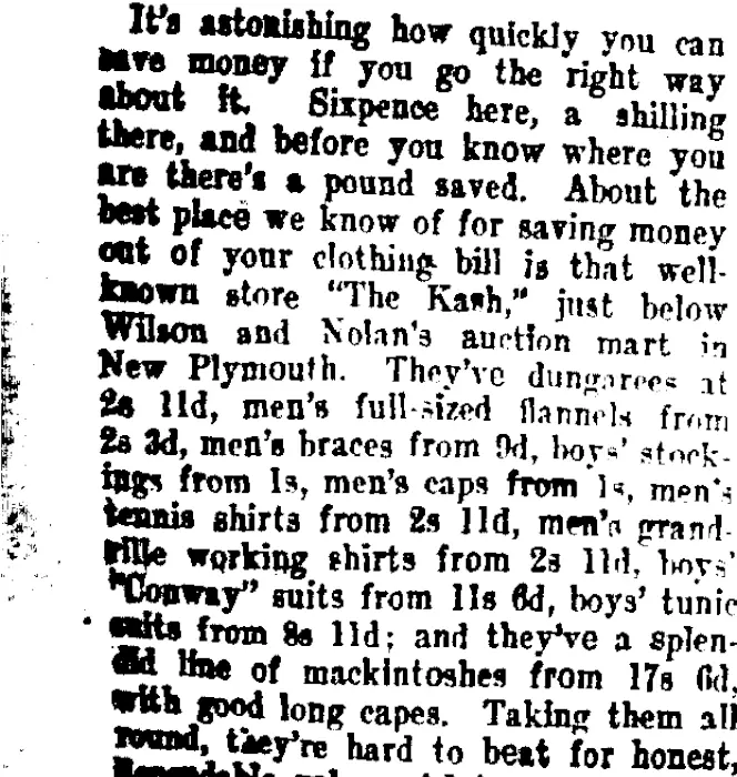 Page 3 Advertisements Column 1 (Taranaki Daily News 4-11-1907)