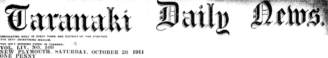 Masthead (Taranaki Daily News 28-10-1911)