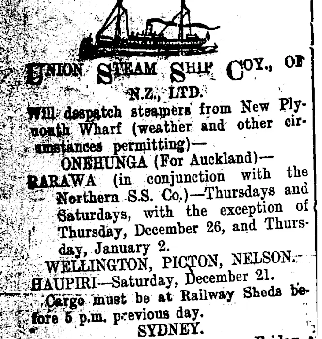 Page 2 Advertisements Column 1 (Taranaki Daily News 20-12-1912)