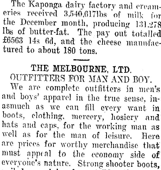 Page 4 Advertisements Column 5 (Taranaki Daily News 3-2-1913)