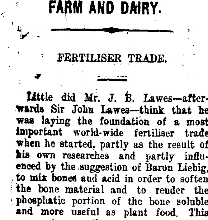 FARM AND DAIRY. (Taranaki Daily News 11-9-1915)