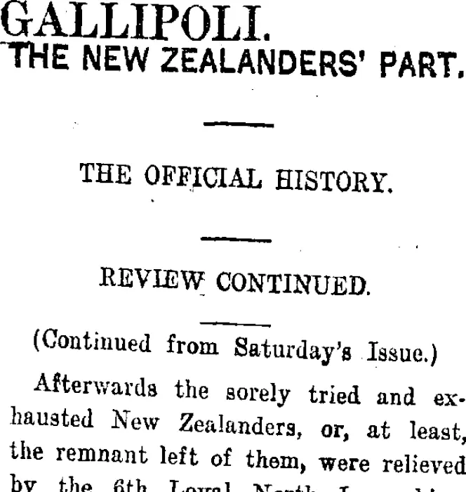 GALLIPOLI. (Taranaki Daily News 12-1-1920)