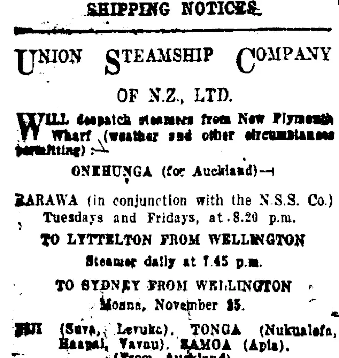 Page 2 Advertisements Column 1 (Taranaki Daily News 22-11-1920)