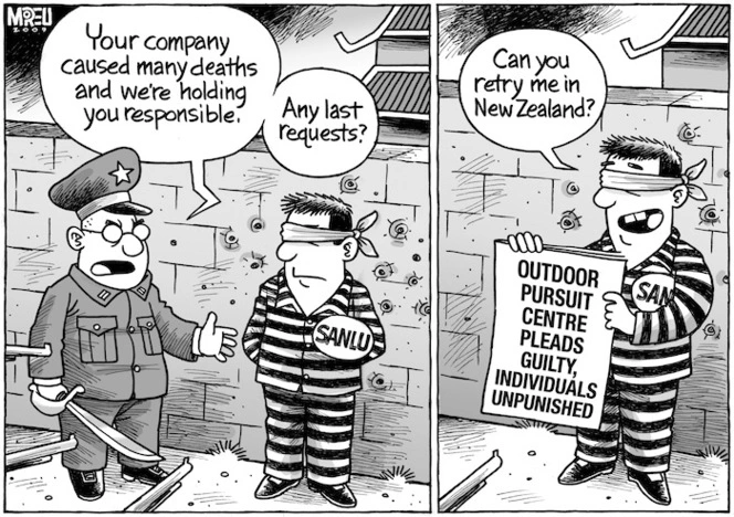 "Your company caused many deaths and we're holding you responsible. Any last requests?" "Can you retry me in New Zealand?" 26 January 2009.