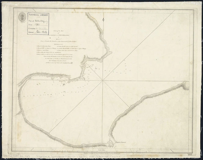 Plan of the Bay of Lauriston, on New Zealand in 34°58'S : from a French M.S. December 1769 ...