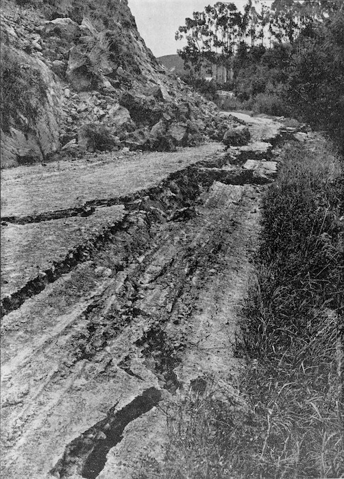 Earthquake damage to the road from Cheviot to Port Robinson