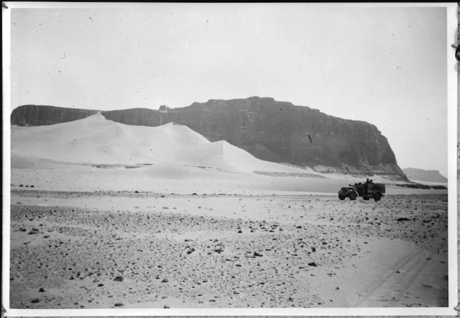 LRDG truck near the western slopes of the Tibesti Mountains