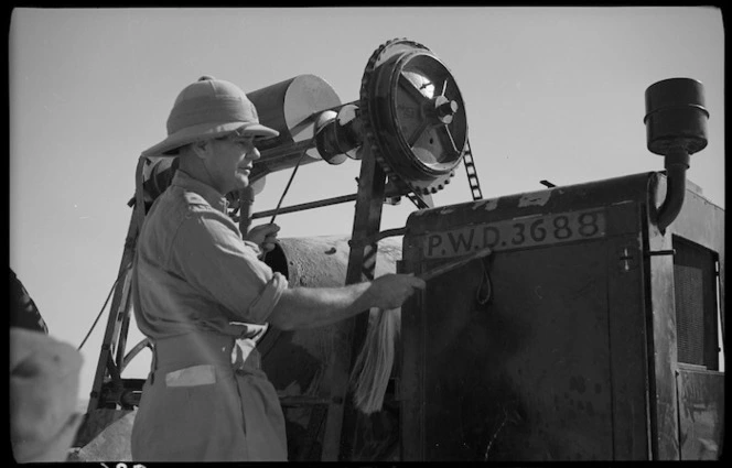 Engineering equipment from New Zealand in the Western Desert