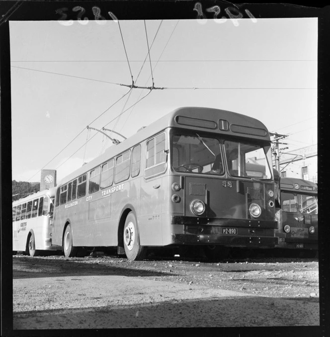 Wellington 'Big Red' trolly buses at the Chaffers terminus, Wellington