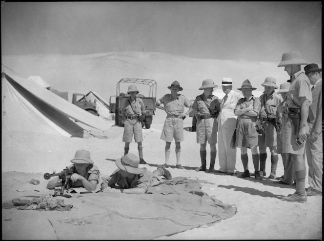 Prime Minister Peter Fraser at shooting demonstration, Egypt