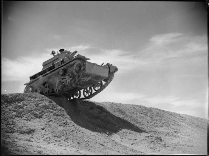 Light tank of NZ Divisional Cavalry on manoeuvres