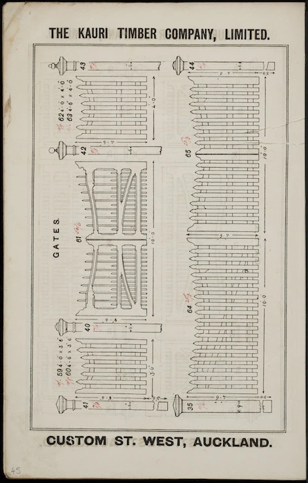 The Kauri Timber Company Ltd (Auckland Office) :Gates. [Catalogue page. ca 1906].