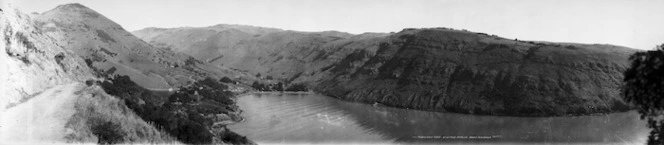 Panoramic view of Little Akaloa, Banks Peninsula