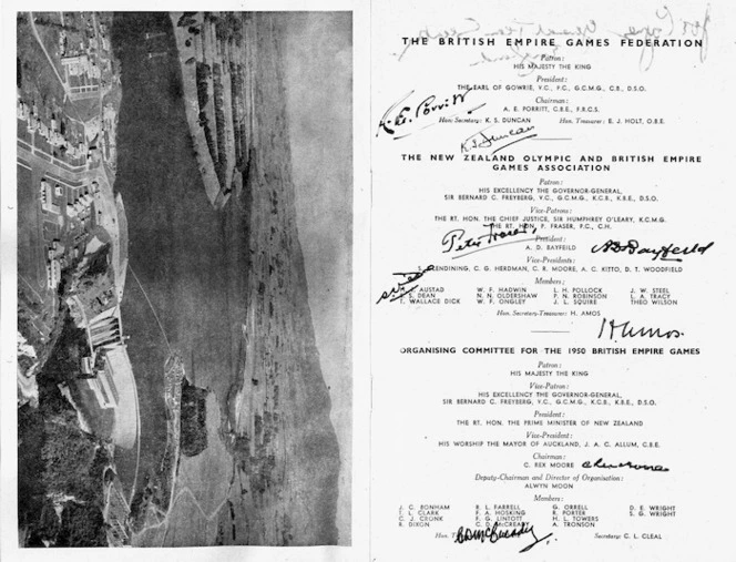 British Empire Games, Auckland, New Zealand, 1950 :The British Empire Games Federation. The New Zealand Olympic and British Empire Games Association. [Official programme for Rowing. Monday, 6th February at Karapiro Lake, Cambridge. 1950. Pages 2-3].