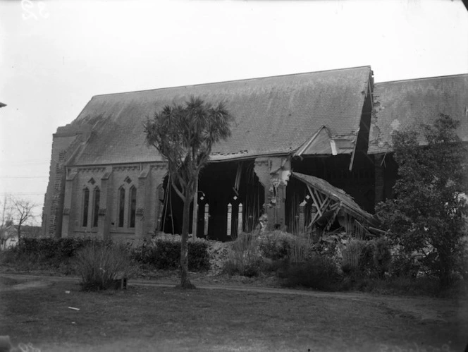 St Matthew's Church, Masterton, after the 1942 earthquake