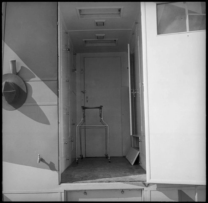 Interior of mobile surgical unit presented by Arthur Sims to the NZEF