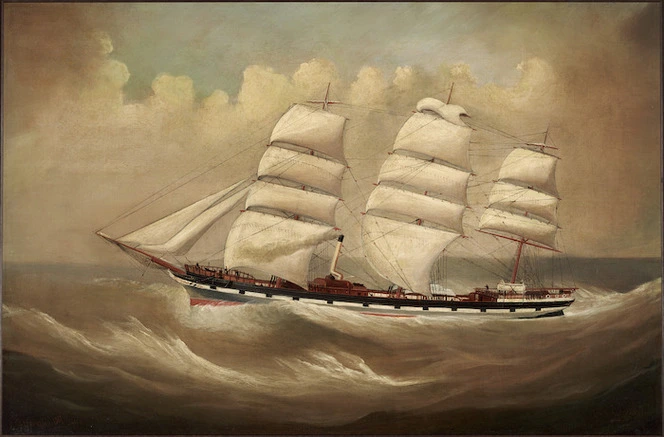 Kensington, C[harles], fl 1880-1920s :Full-rigged ship Invercargill. 1887.
