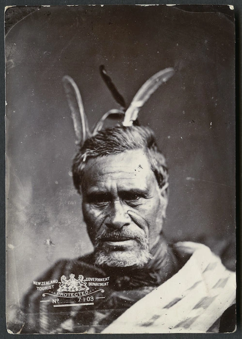 NZ Government Tourist Department (Wellington) :Portrait of unidentified Maori man