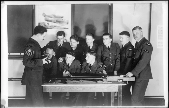 Airmen receive instruction on the Hispano cannon, Canada