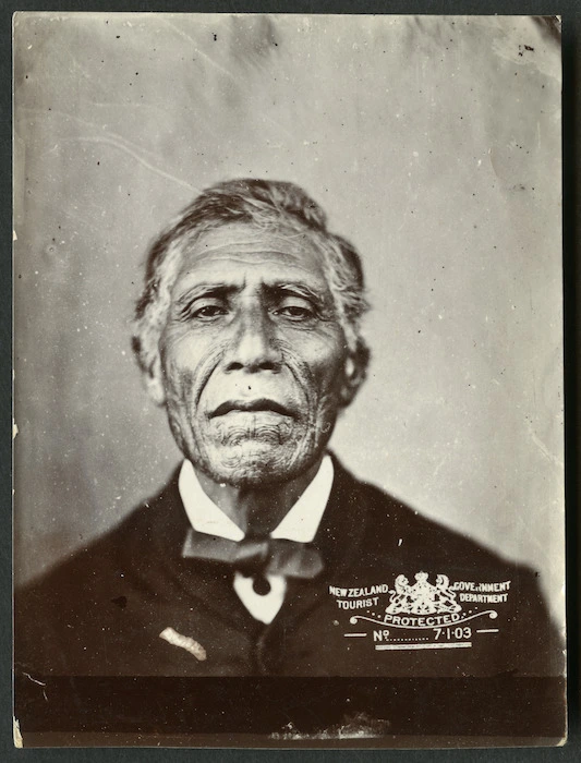 NZ Government Tourist Department (Wellington) :Portrait of unidentified Maori man
