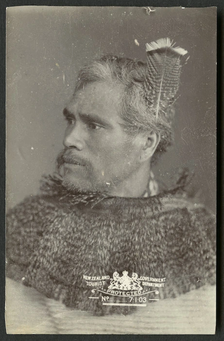 NZ Government Tourist Department (Wellington) :Portrait of unidentified Maori man