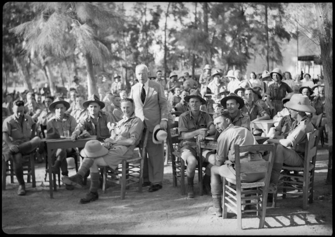 Prime Minister Peter Fraser at the Maadi tent