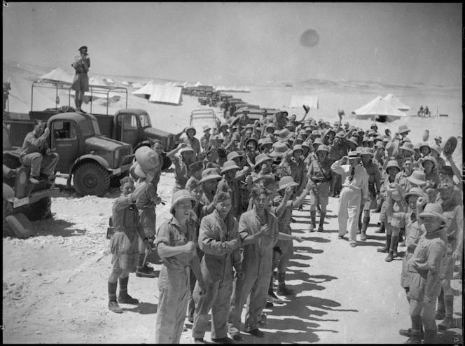 Prime Minister Peter Fraser visiting NZ troops, Maadi