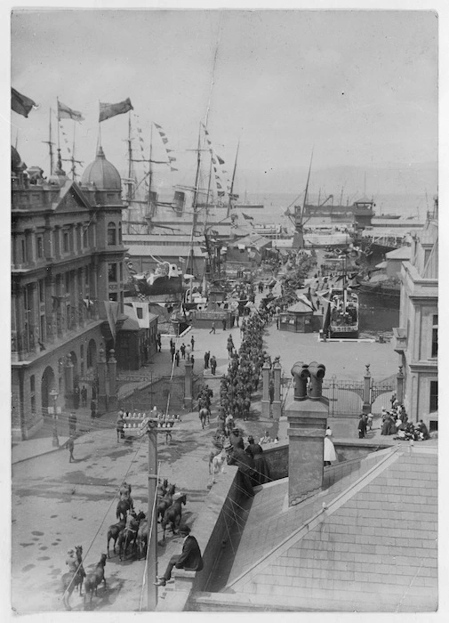 New Zealand troops departing for the South African War, Queens Wharf, Wellington