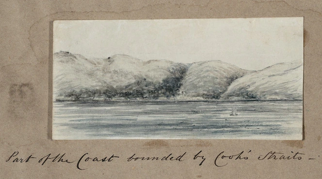 Pearse, John, 1808-1882 :[New Zealand coastal views, 1854 - 1856] Part of the coast bounded by Cooks Straits.