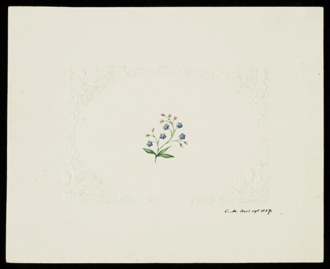Medley, C (Mrs), fl 1827 :[Card with floral motif] C. M. Decr 19th 1827.