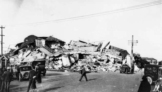 Nurses home destroyed by earthquake, Napier