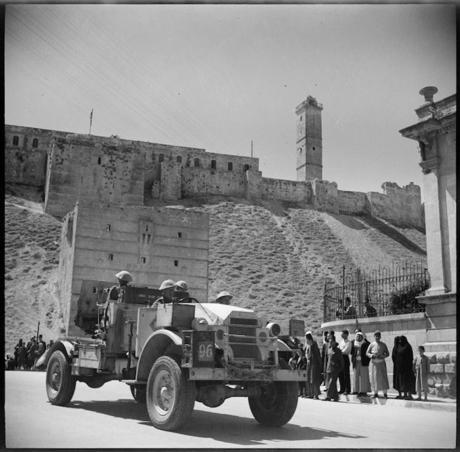 Anti tank portee passing below the Aleppo Citadel, Syria - Photograph taken by H Paton