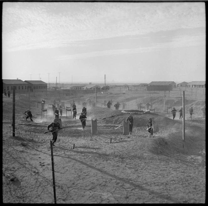 New Zealanders practising assault with the bayonet, Infantry Training Depot, Maadi