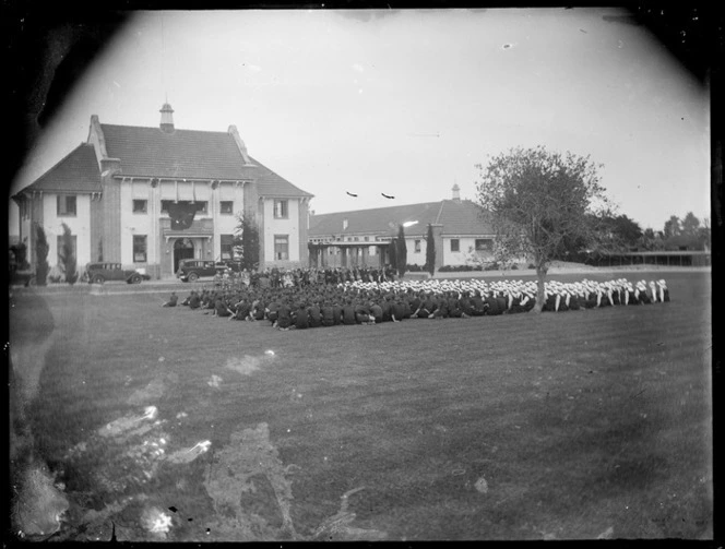 Pupils seated on lawn, Hastings High School