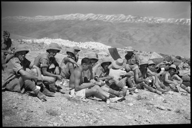 Engineers road making in Syria at lunch - Photograph taken by M D Elias