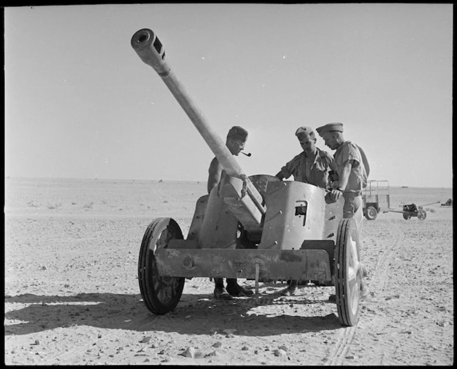 German 50 mm anti tank gun in El Alamein area, Egypt - Photograph taken by H Paton